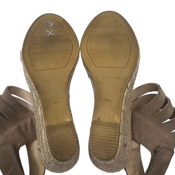 Kanna Tan Suede Espadrilles Wedge Sandals Size 9.5 41 Ankle Strap - Picture 11 of 11